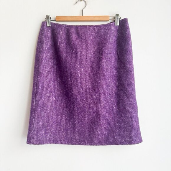 Max Mara Weekend Purple Lavender herringbone Print Pencil Skirt 10 - Picture 2 of 6
